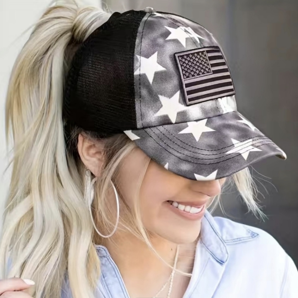 American Flag Patch & Star Baseball Hat